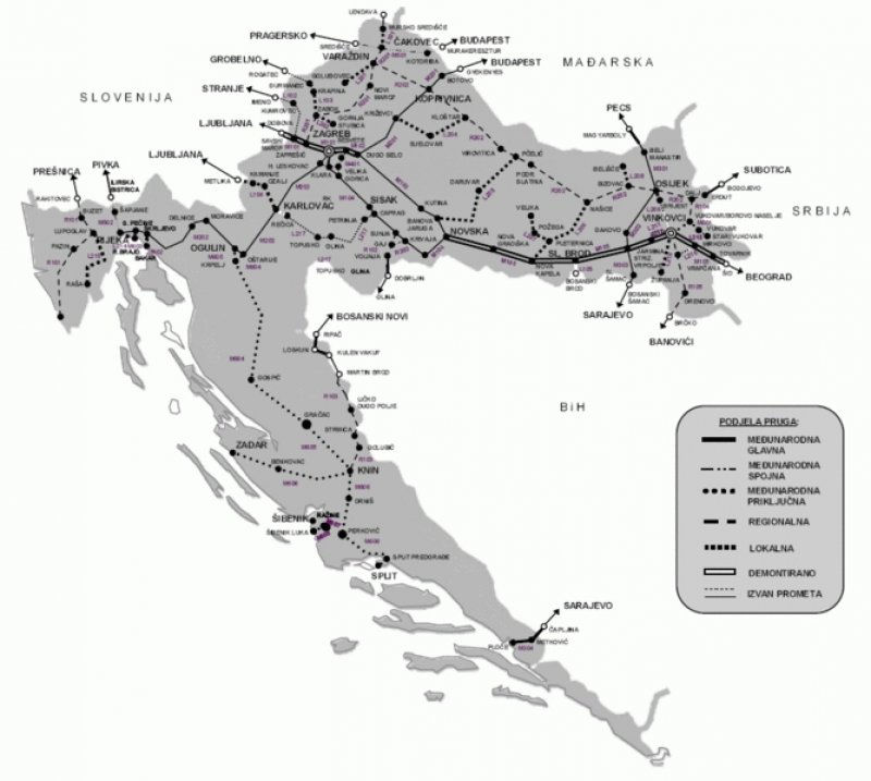 Sieć kolejowa w Chorwacji nie jest zbyt popularna