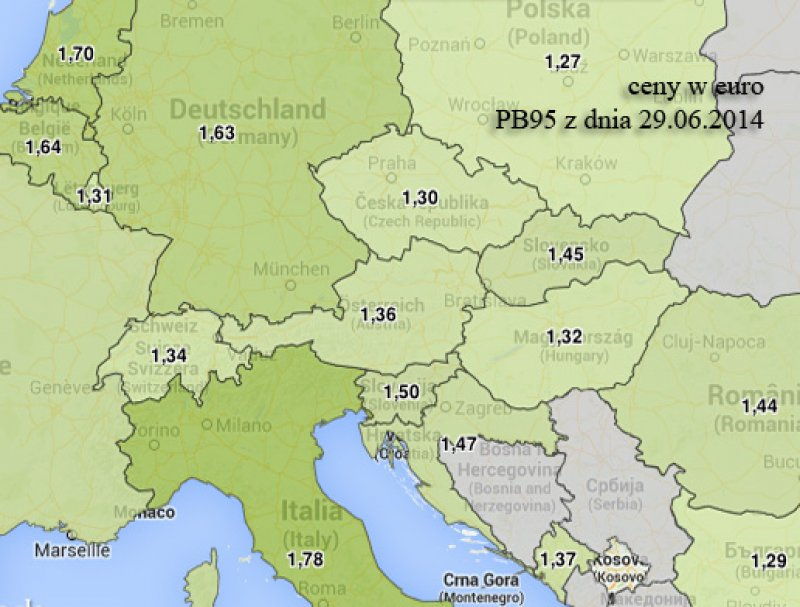 Ceny paliw w Europie