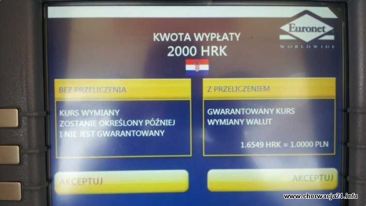 Wybór usługi DCC a więc przeliczenia waluty na walutę rachunku