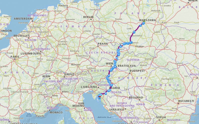 Planowanie trasy przejazdu do Chorwacji